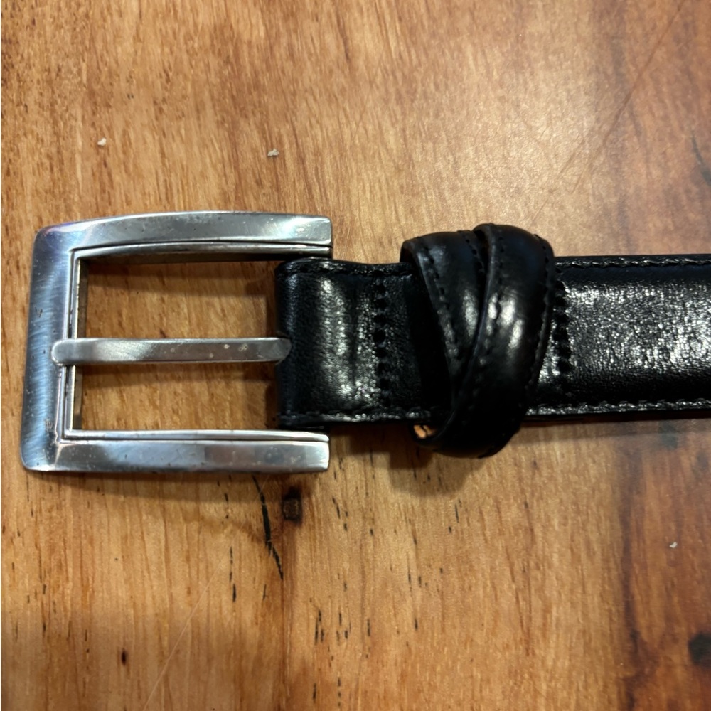 Brighton Black Leather Belt with Silver Buckle